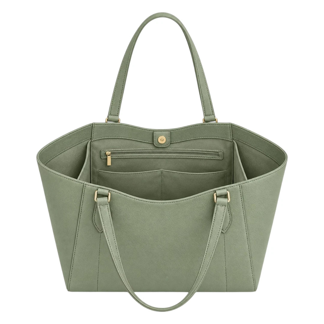 Totony Sage Green Women’s Tote Handbags – Faux Leather Structured Shoulder Bag