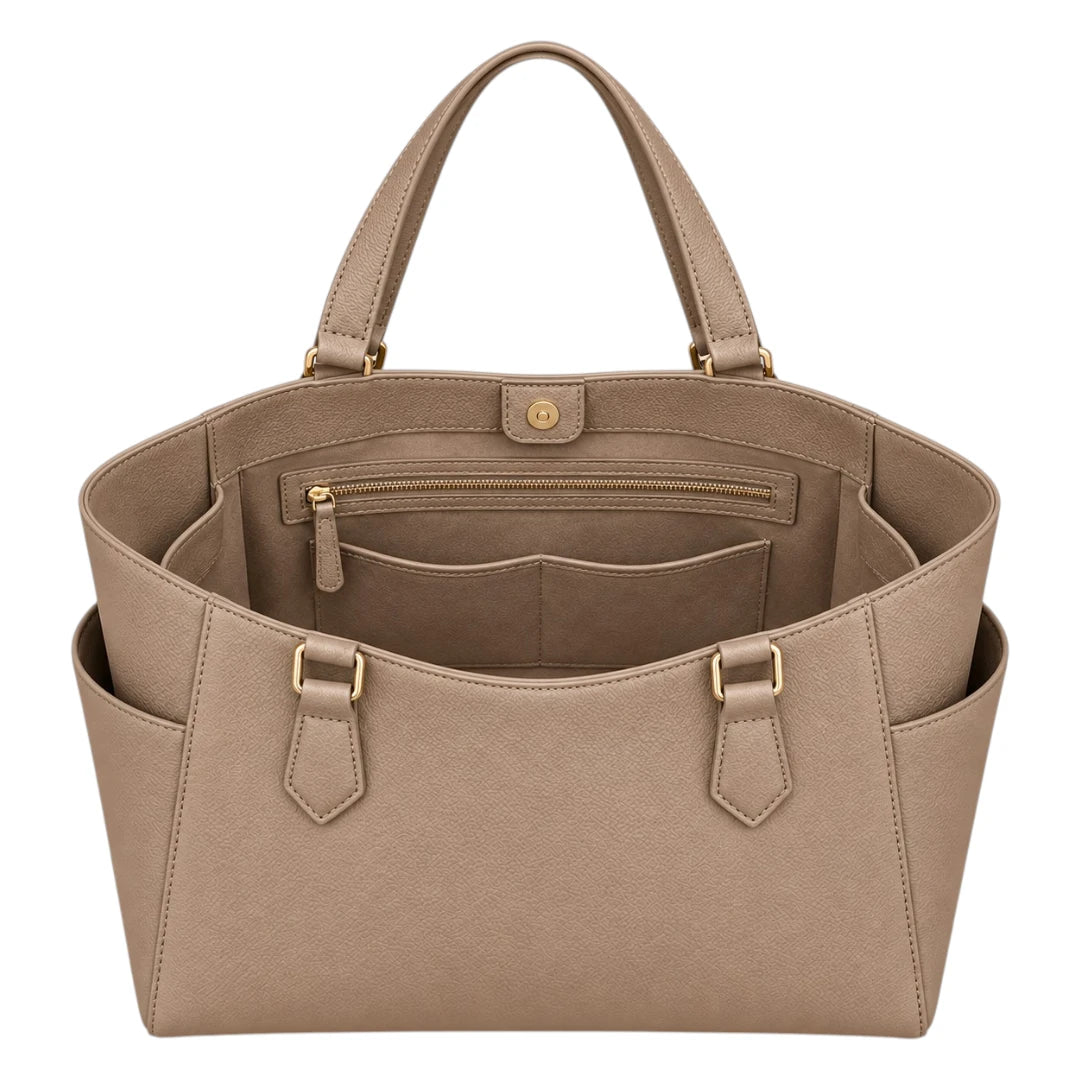 Totony Taupe Women’s Tote Handbags – Faux Leather Shoulder Carry Everyday Bag
