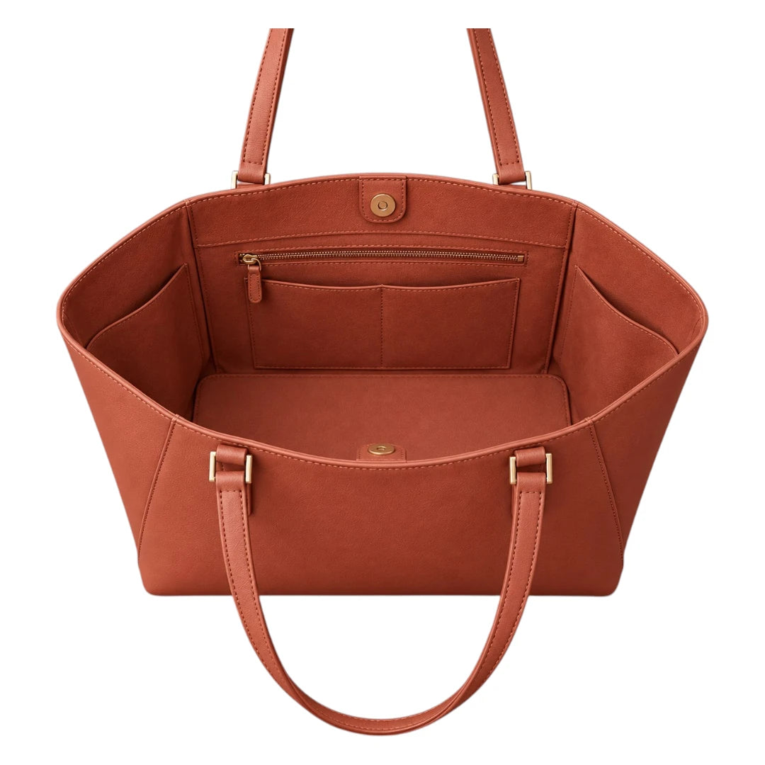 Totony Terracotta Women’s Tote Handbags – Faux Leather Structured Everyday Bag